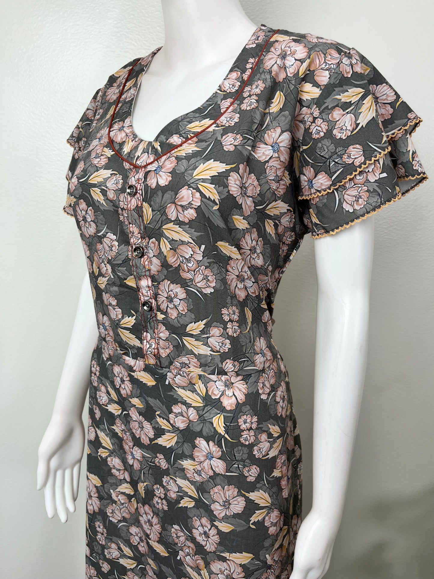 Floral Printed Umbrella Style Alpine Nightgown