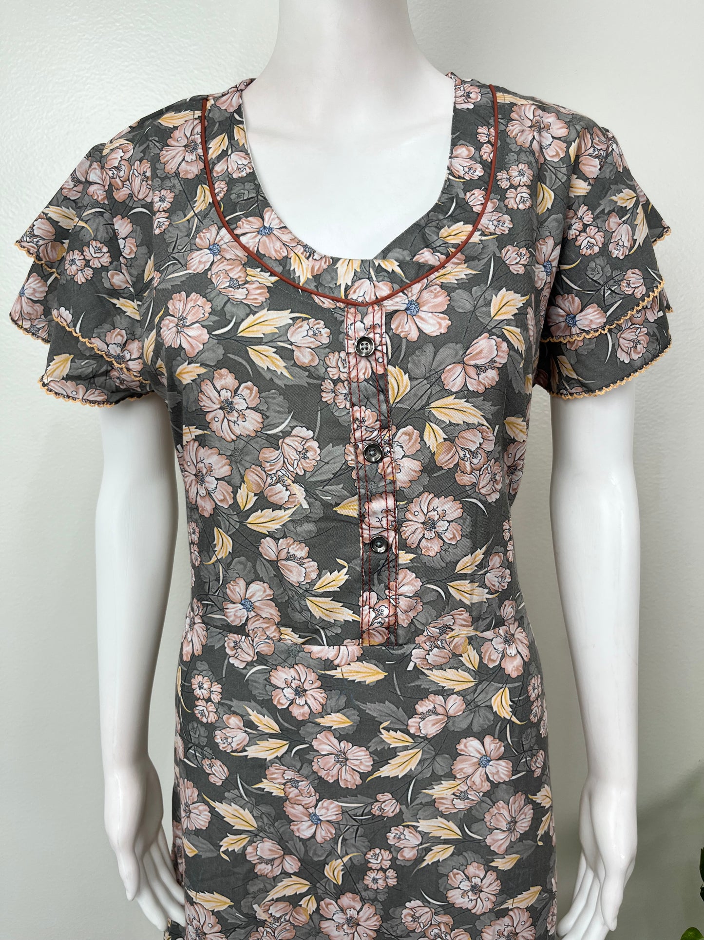 Floral Printed Umbrella Style Alpine Nightgown