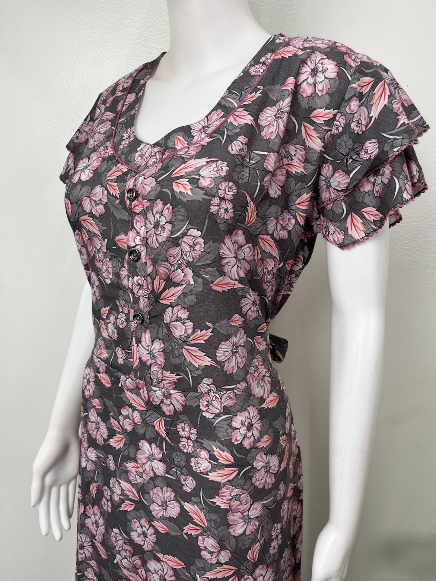 Gray Printed Frock Style Alpine Fabric Nighty