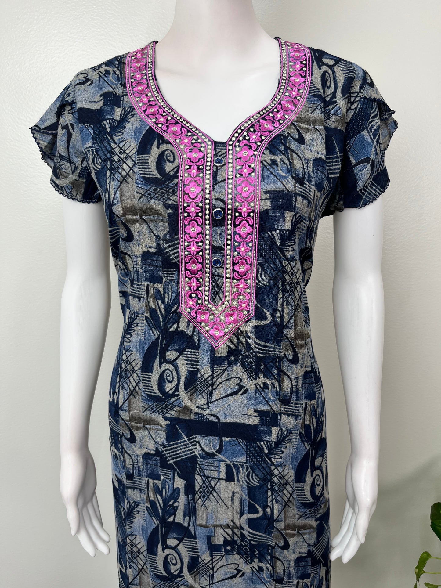 Navy Blue Alpine Nightgown Elegant & Long-Lasting
