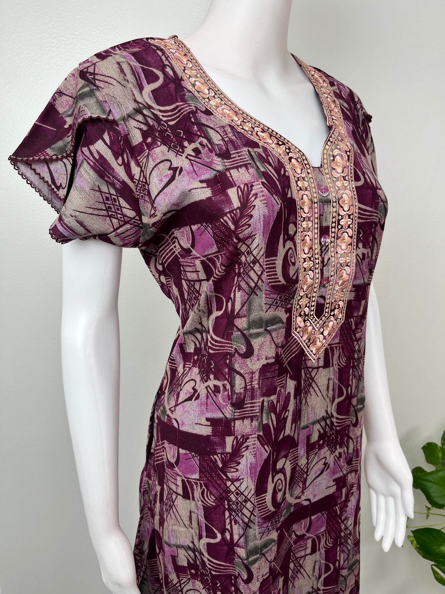Wine Printed Alpine Nightgown for Women