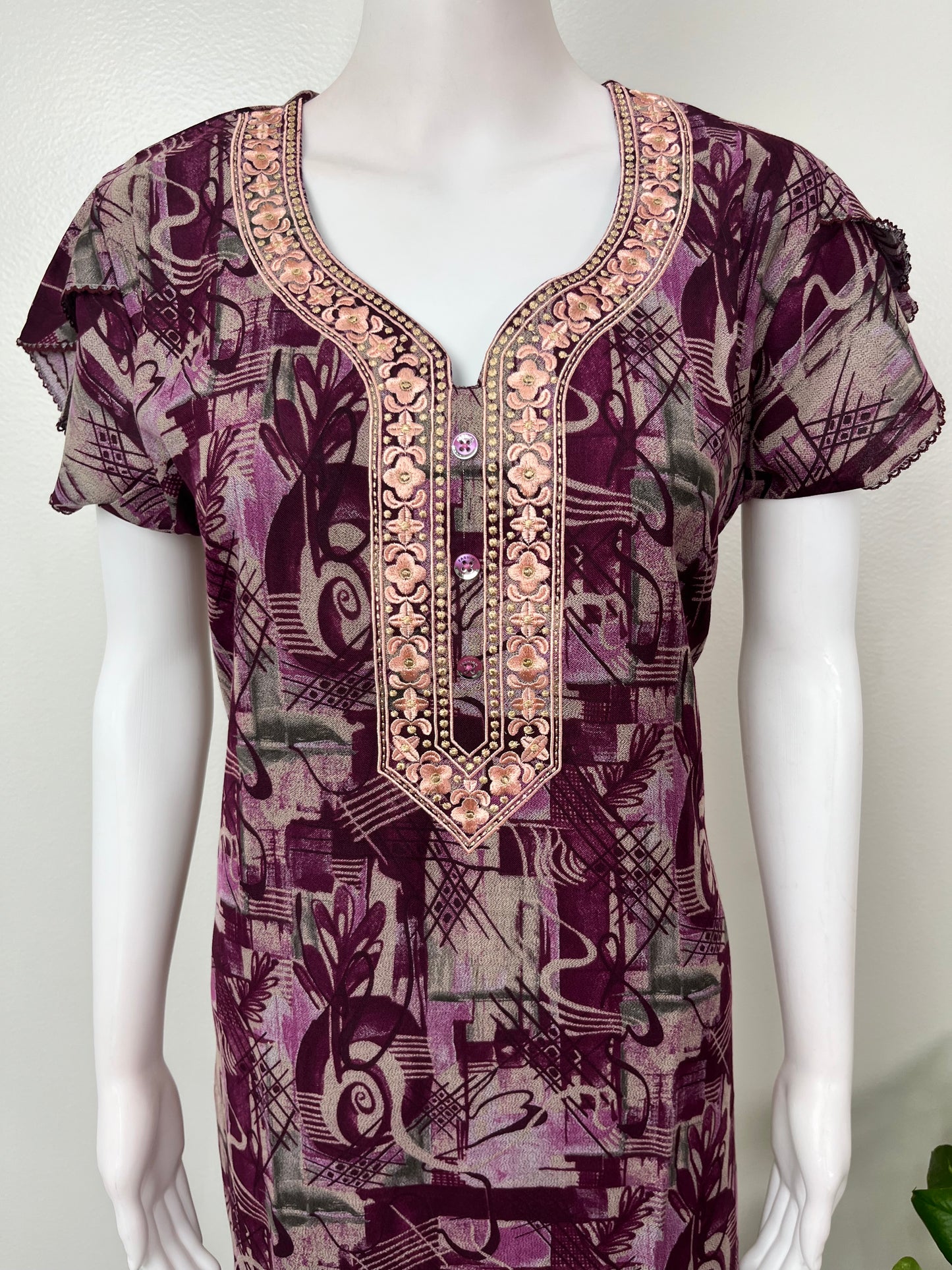 Wine Printed Alpine Nightgown for Women