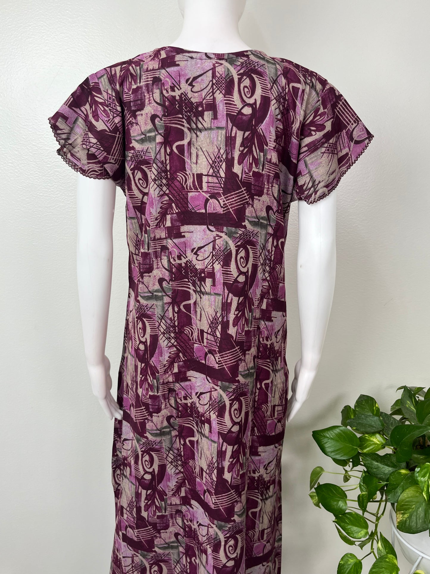 Wine Printed Alpine Nightgown for Women