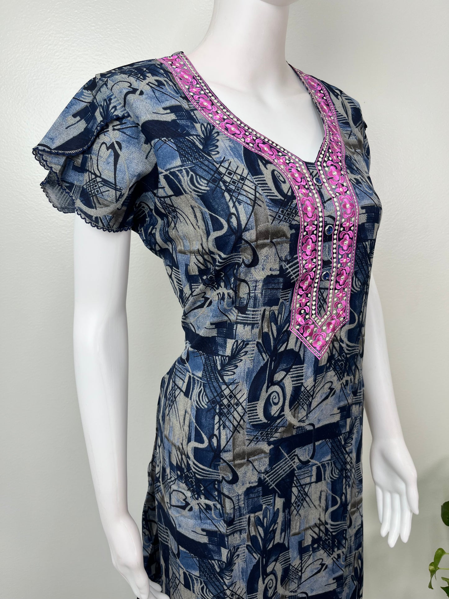 Navy Blue Alpine Nightgown Elegant & Long-Lasting