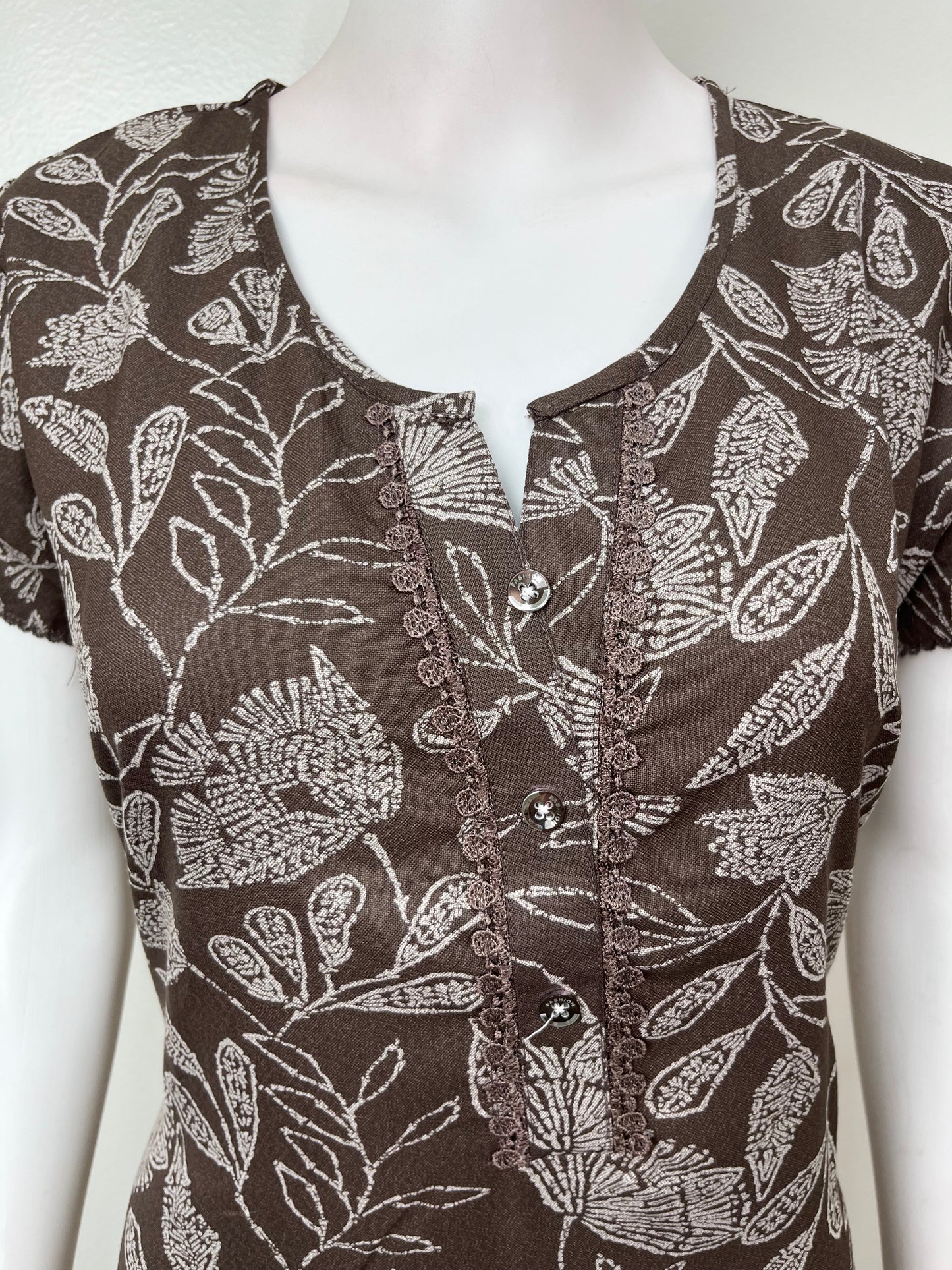 Brown Floral Umbrella Style Alpine Nightgown