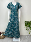 Teal Frock Style Alpine Fabric Women's Nightgown
