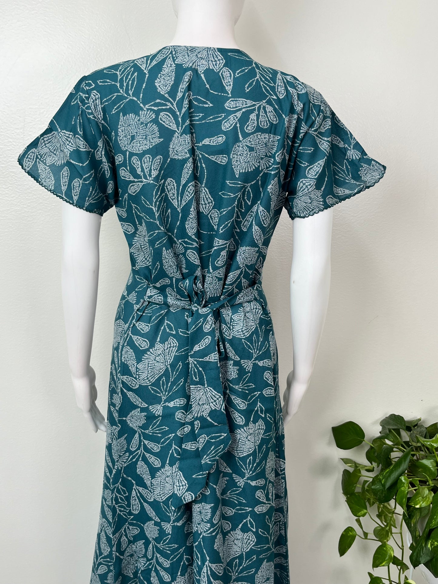 Teal Frock Style Alpine Fabric Women's Nightgown