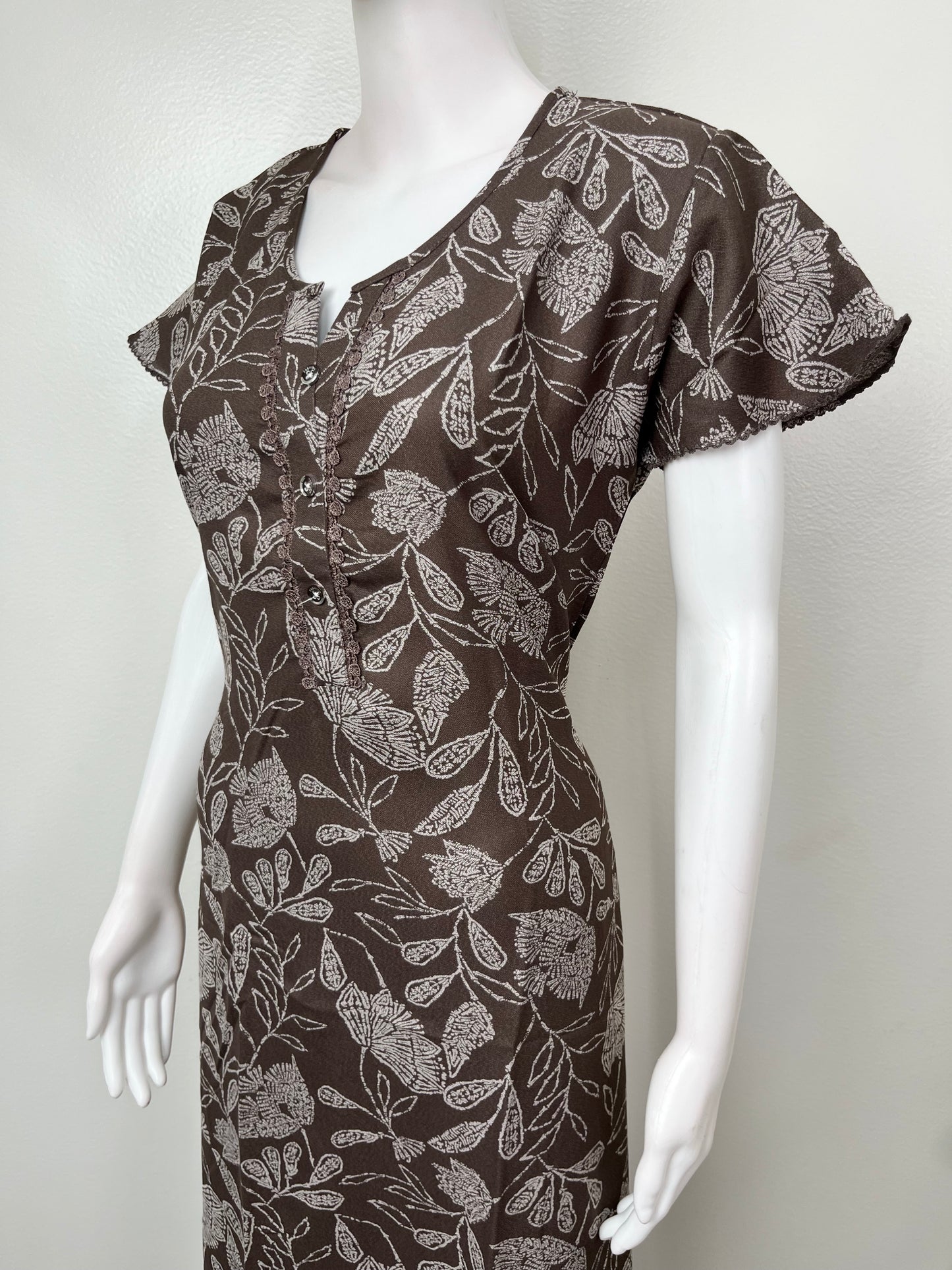 Brown Floral Umbrella Style Alpine Nightgown
