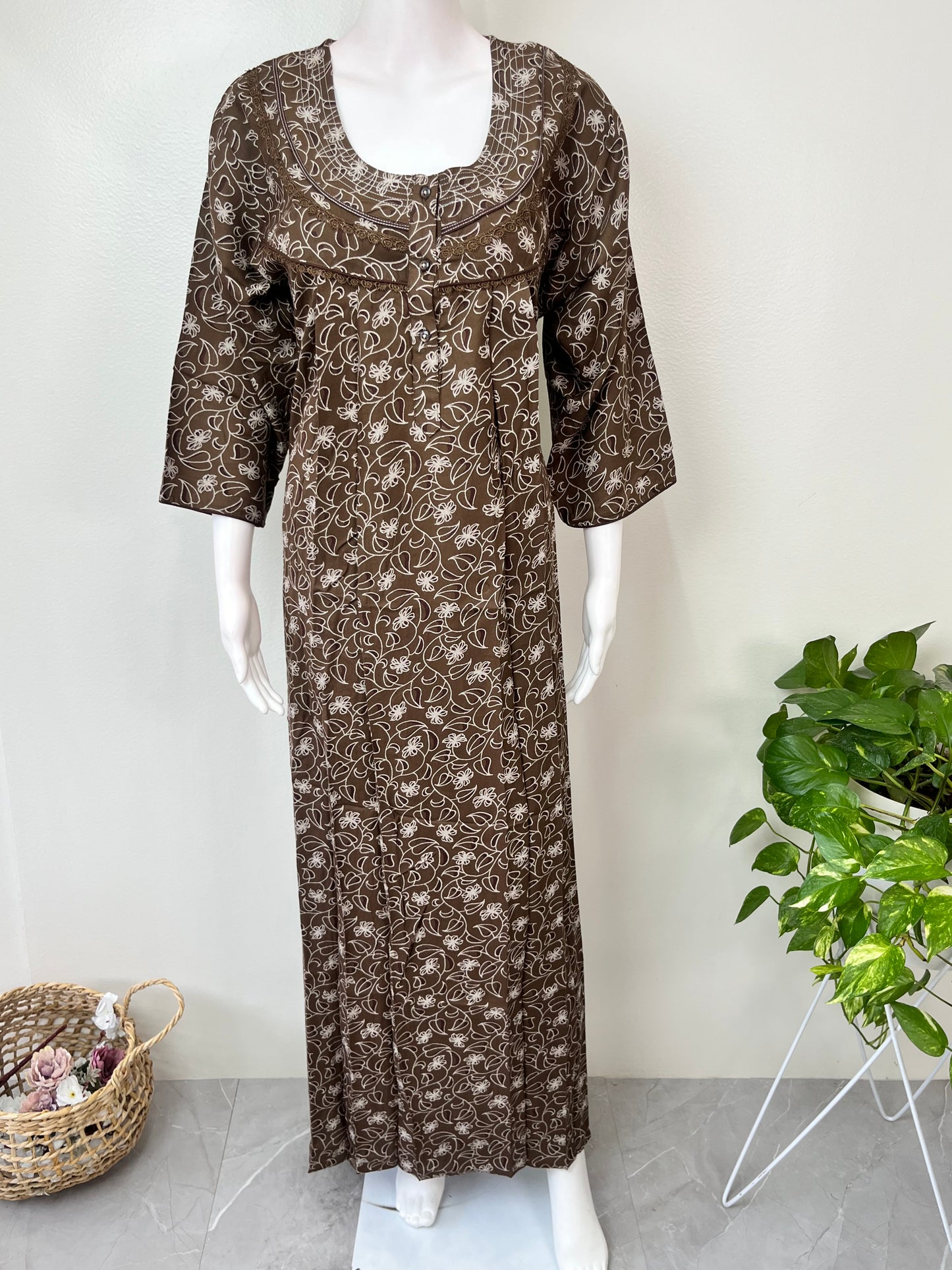 Soft & Breathable 3/4th Sleeves Alpine Nighty