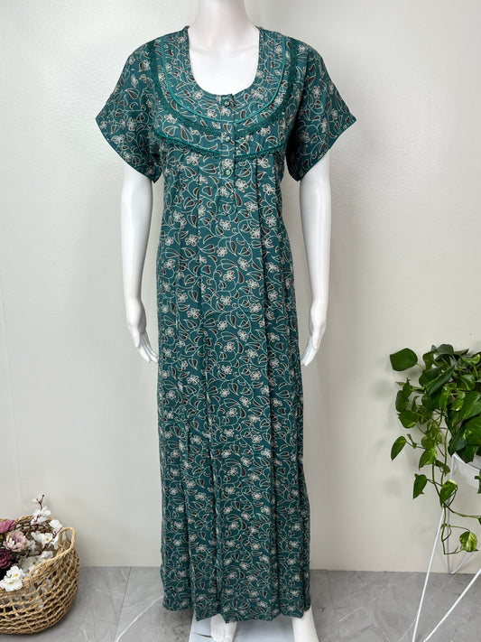 Teal Alpine Fabric Nighty for Women