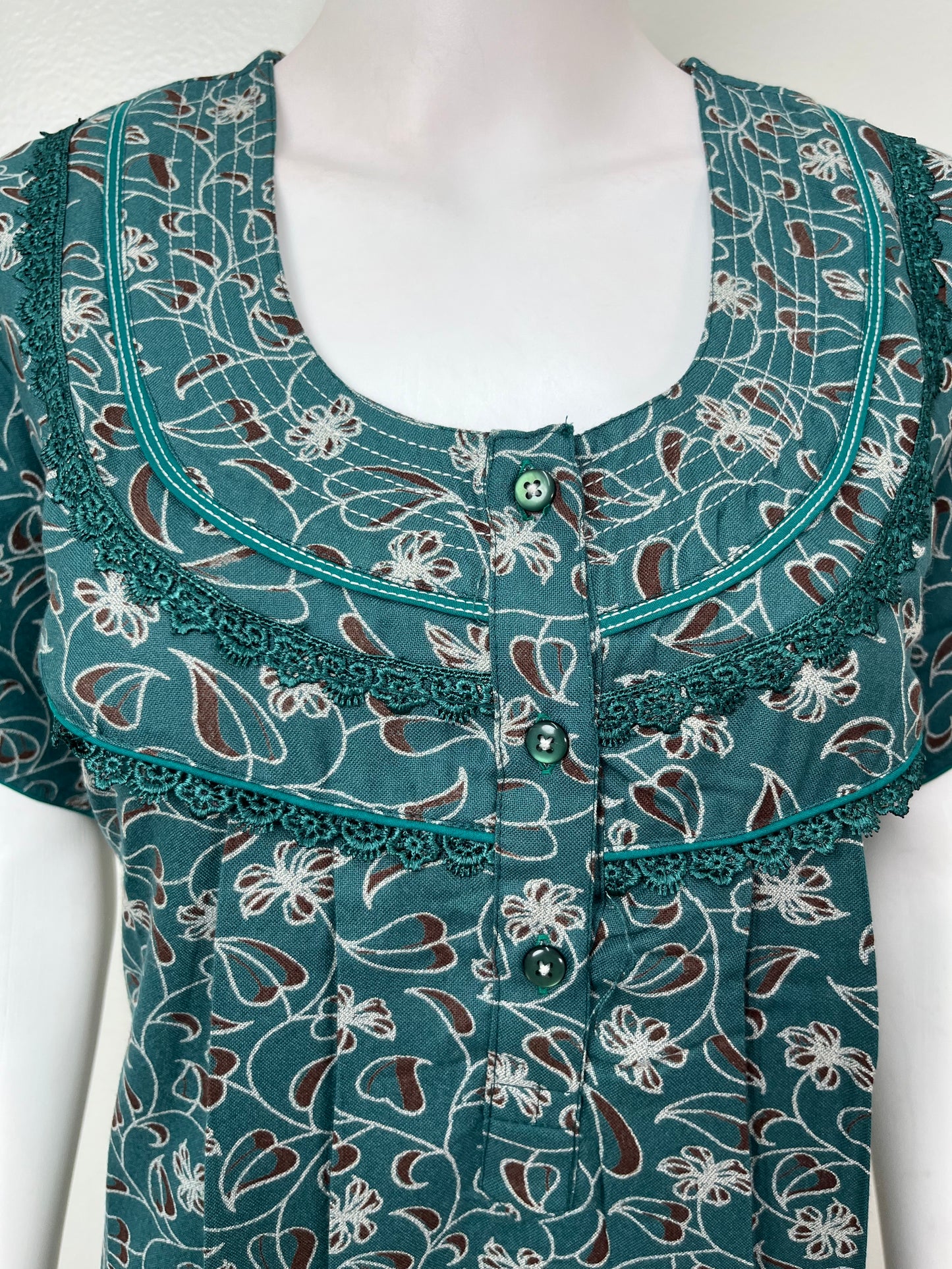 Teal Alpine Fabric Nighty for Women