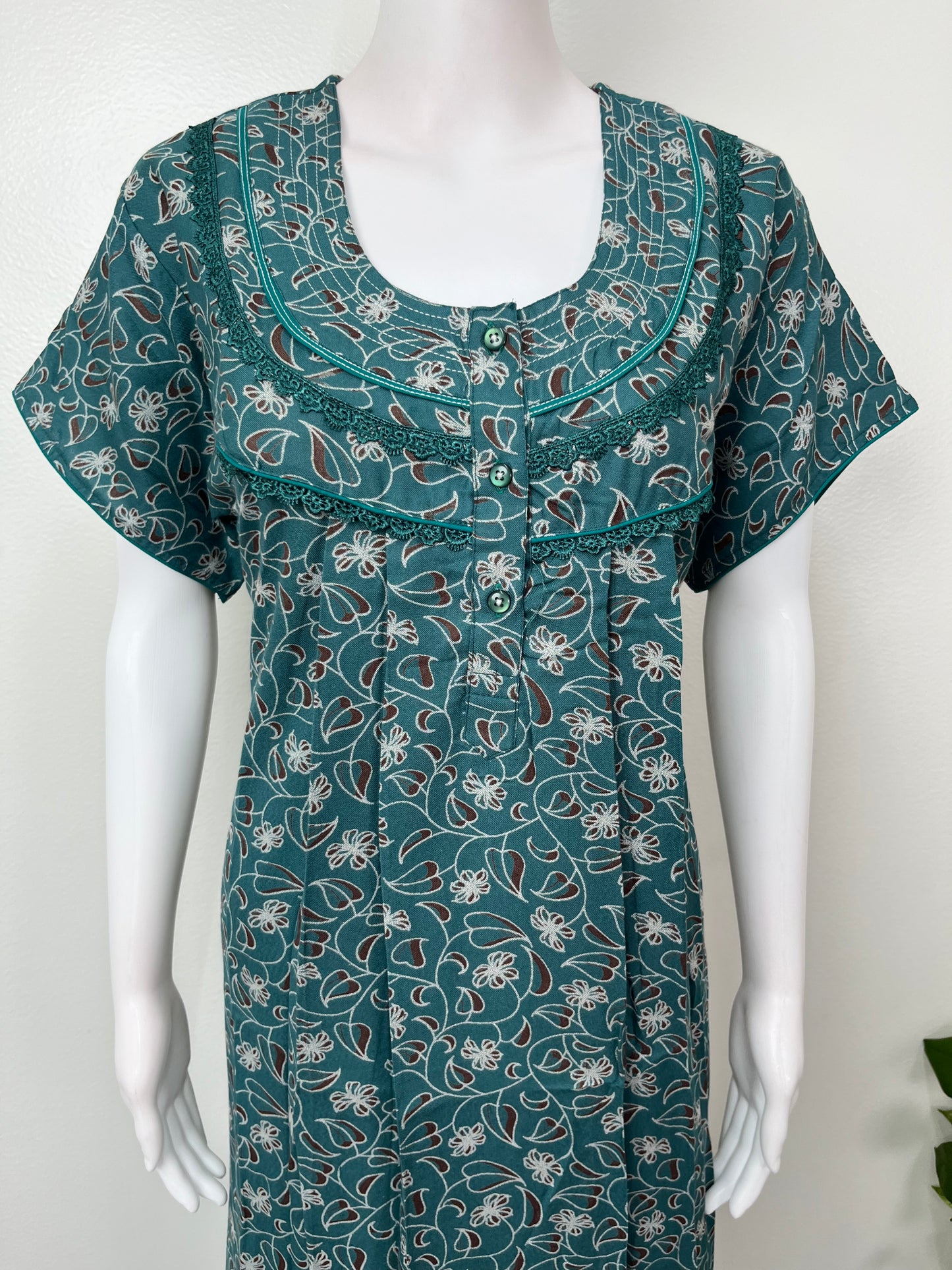 Teal Alpine Fabric Nighty for Women