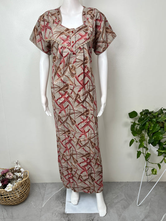 Coffee Pleated Style Alpine Nightgown