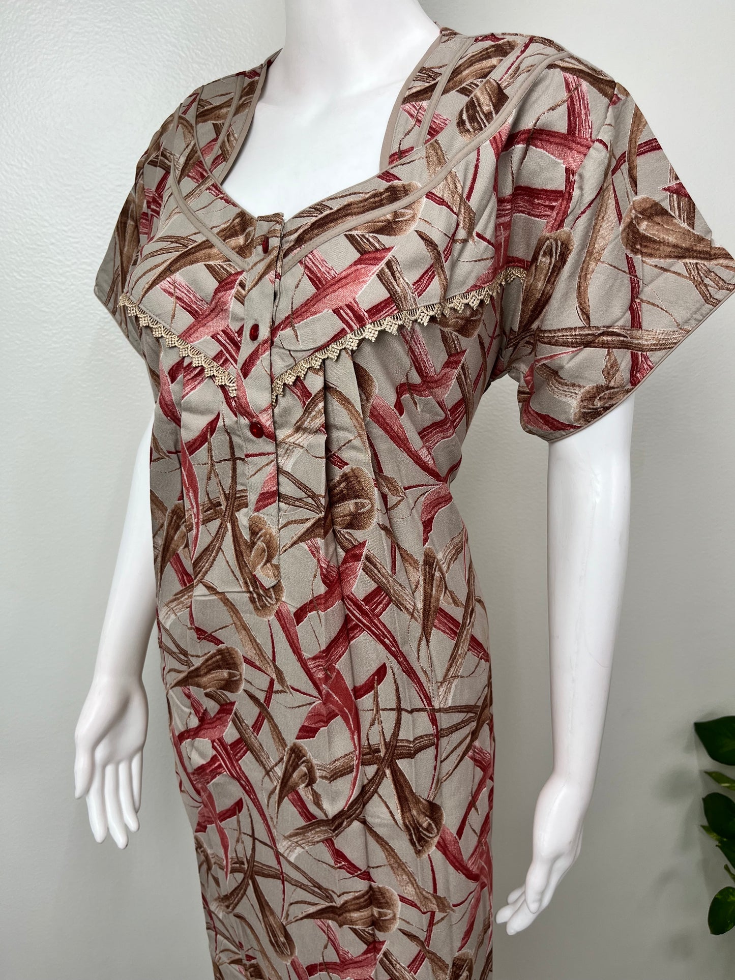 Coffee Pleated Style Alpine Nightgown