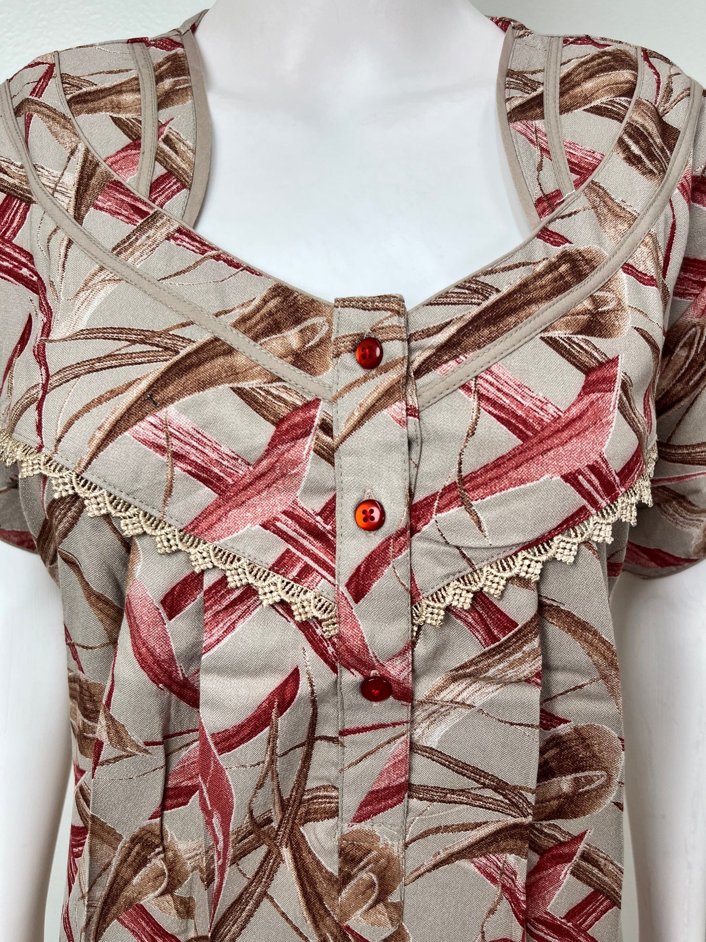 Coffee Pleated Style Alpine Nightgown