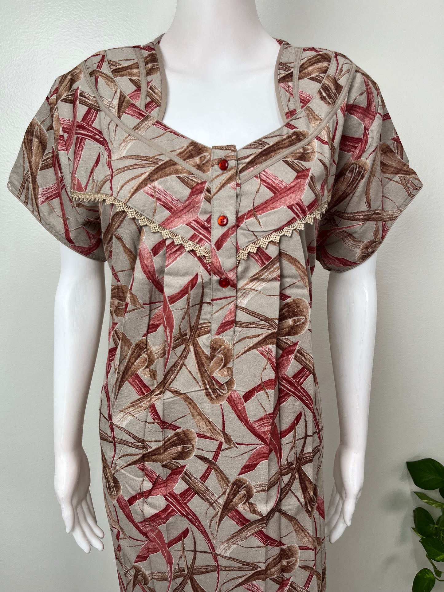 Coffee Pleated Style Alpine Nightgown