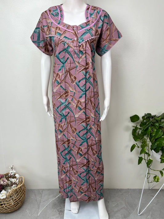 Geometric Printed Alpine Fabric Nightgown for Women