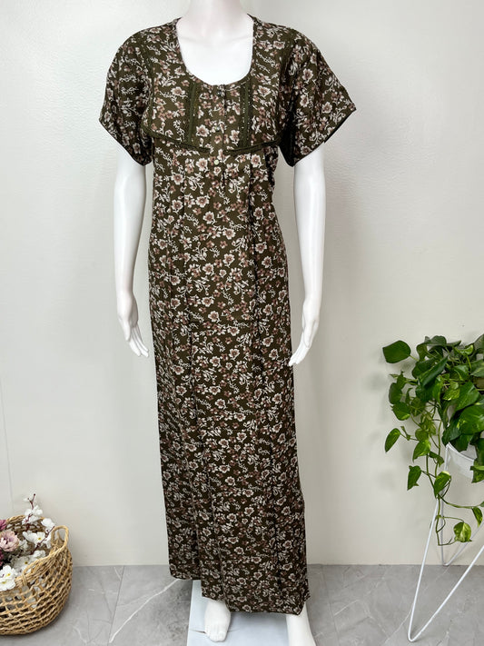 Mehendi Green Alpine Fabric Nighty for Women