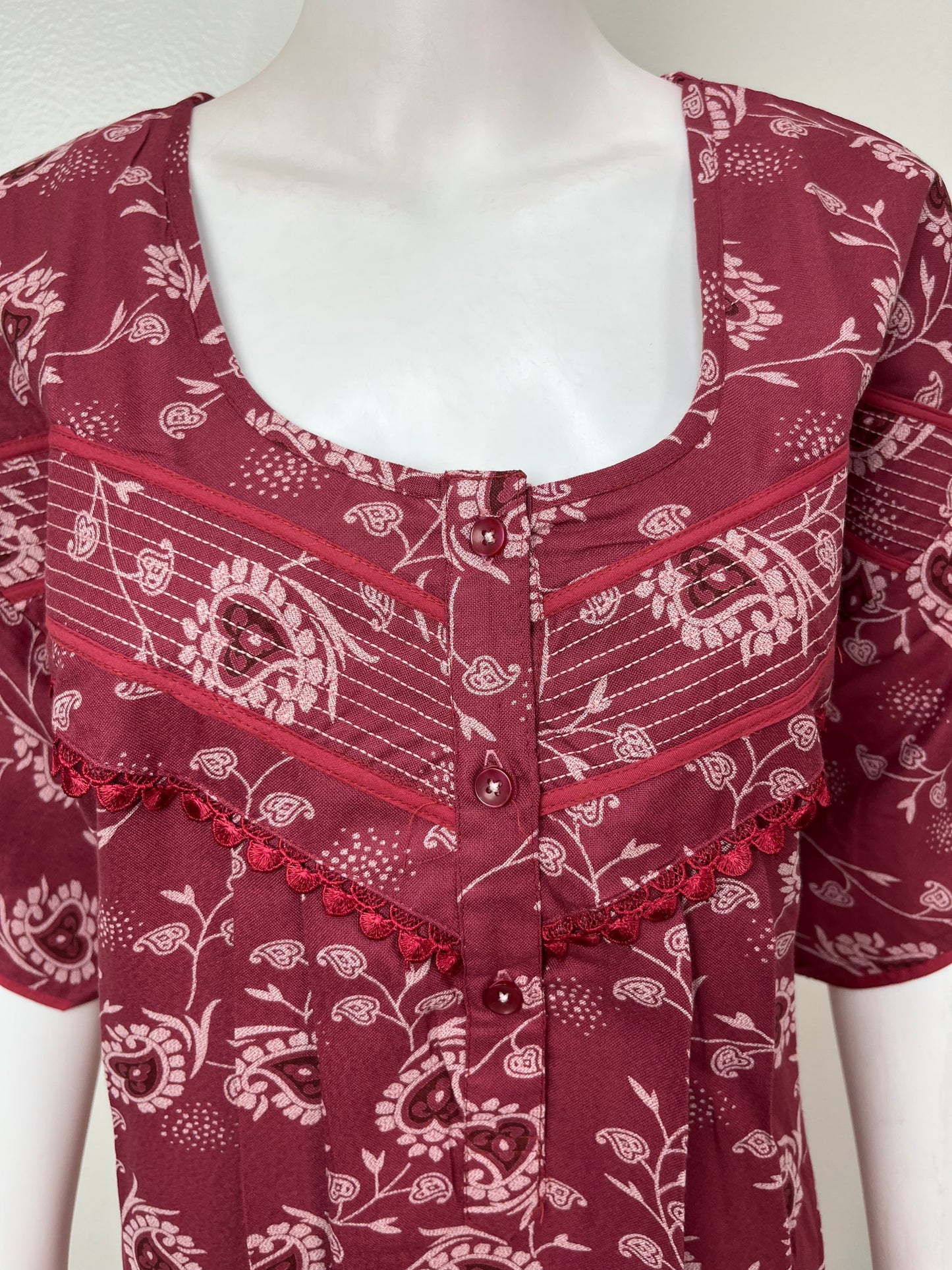 Pleated Style Alpine Fabric Nighty for Women