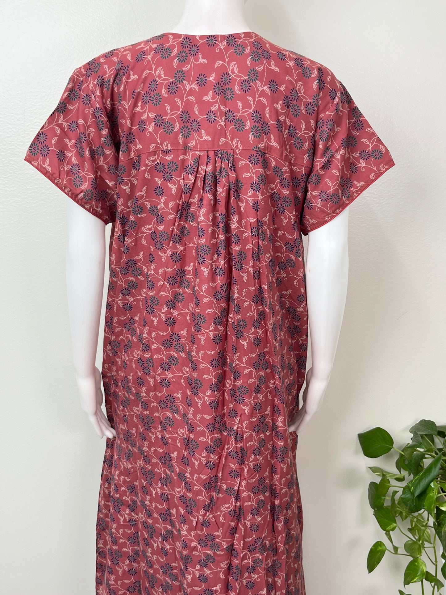 Maroon Pleated Style Alpine Fabric Nighty