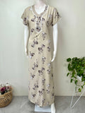 Beige Floral Printed Alpine Fabric Nighty