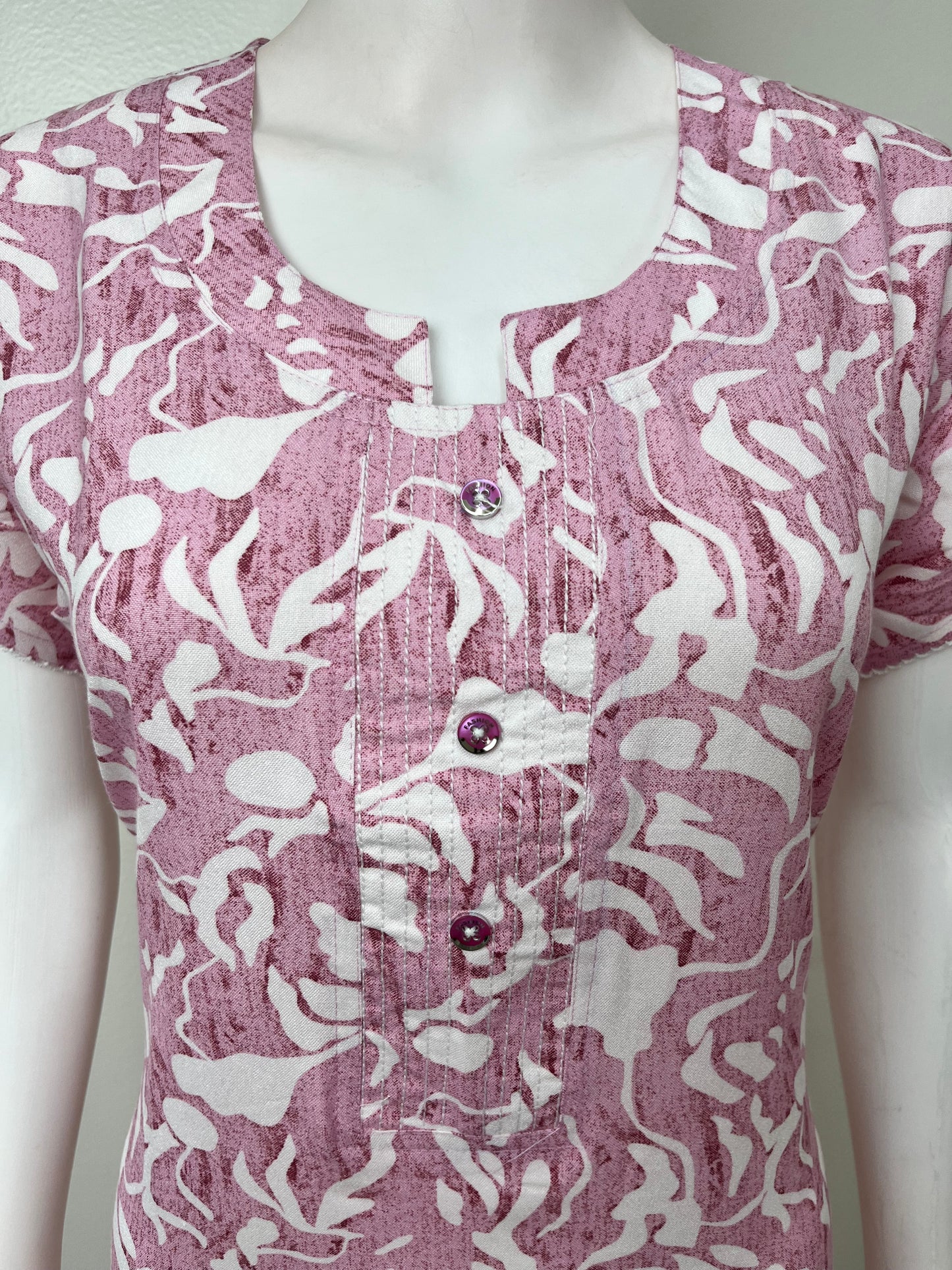 Baby Pink Printed Alpine Fabric Nighty For Women