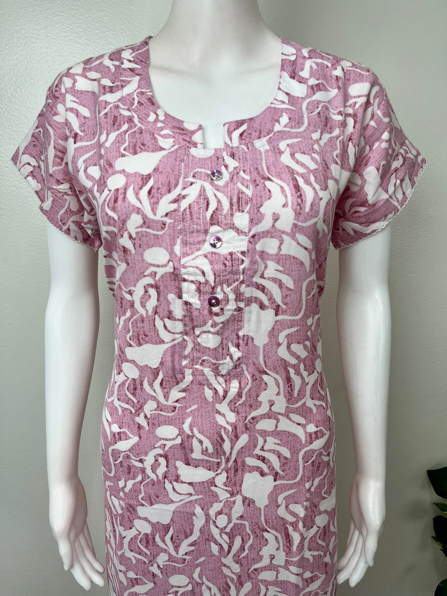Baby Pink Printed Alpine Fabric Nighty For Women