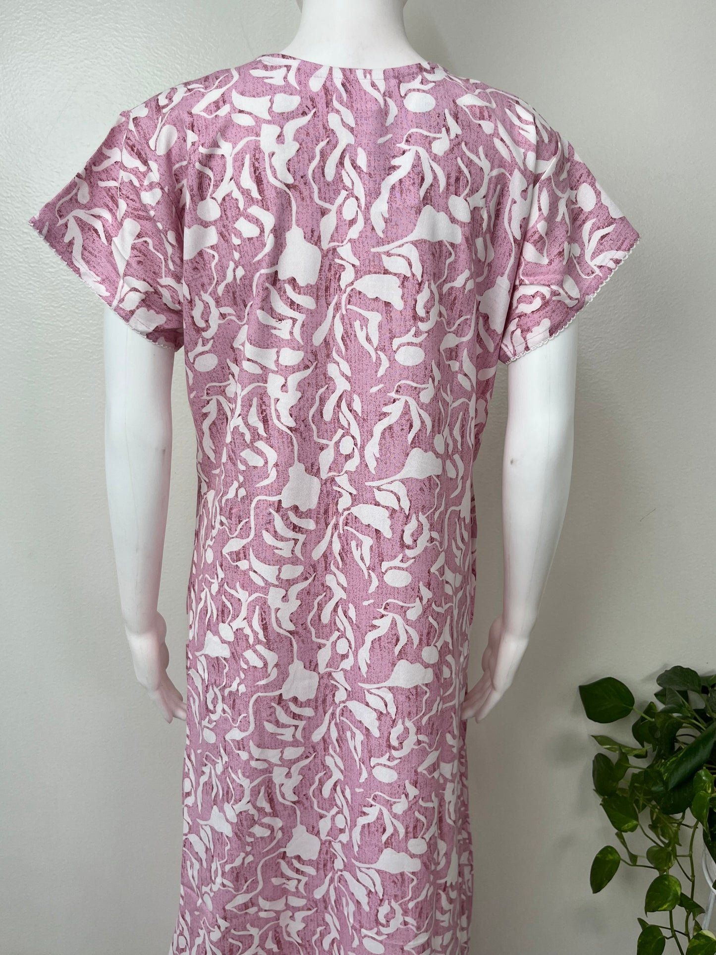 Baby Pink Printed Alpine Fabric Nighty For Women
