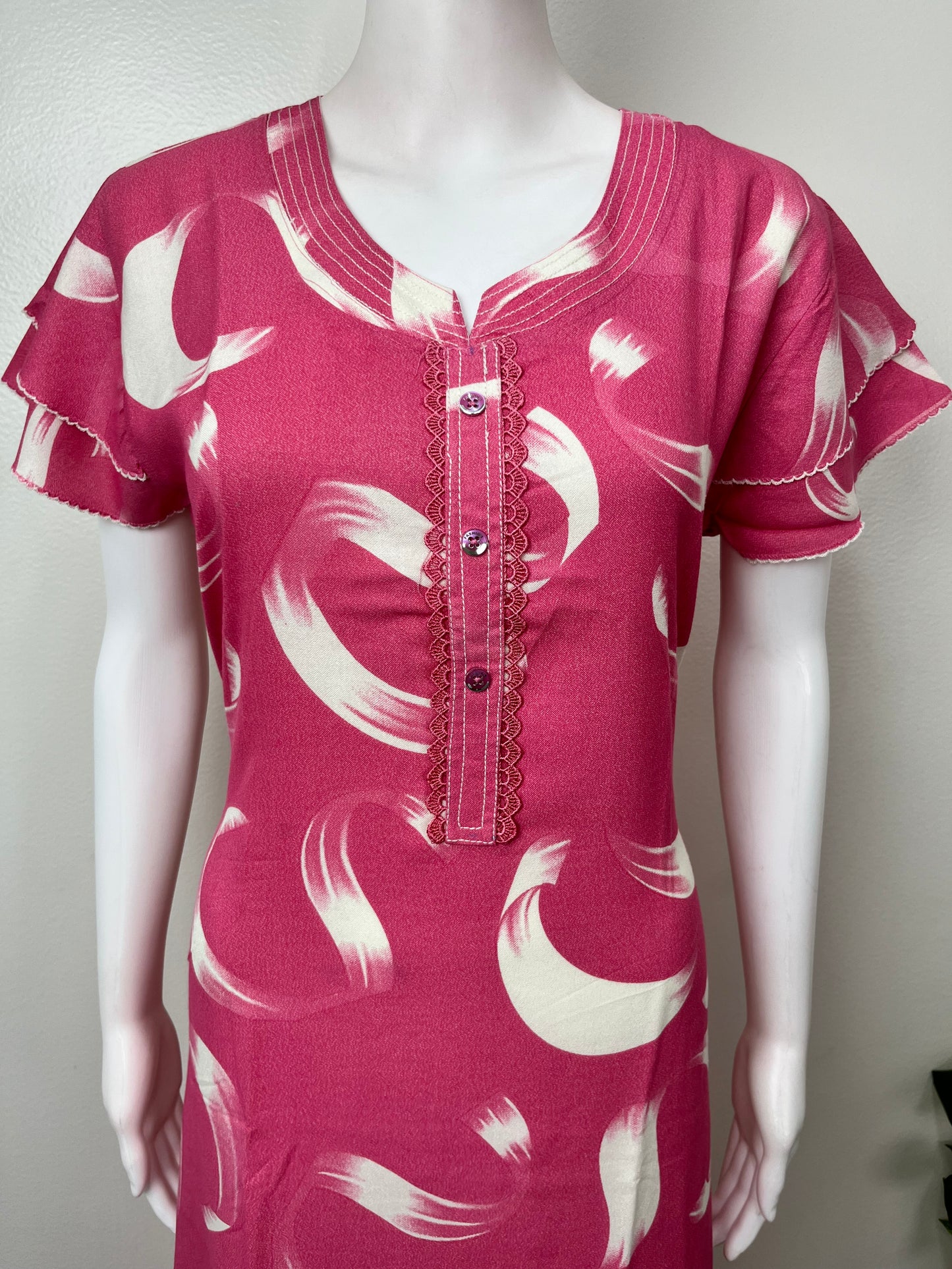Pink Frock Style Alpine Fabric Nighty Soft & Breathable