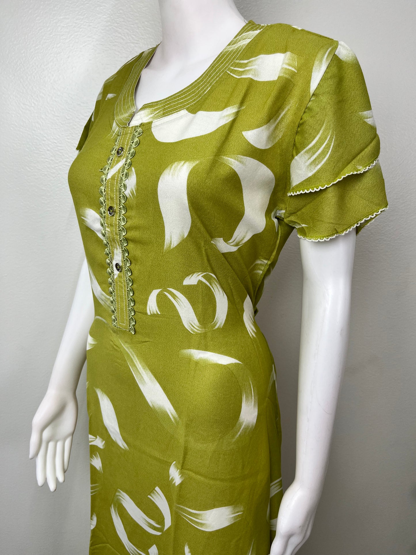 Lime Green Alpine Fabric Nighty for Women