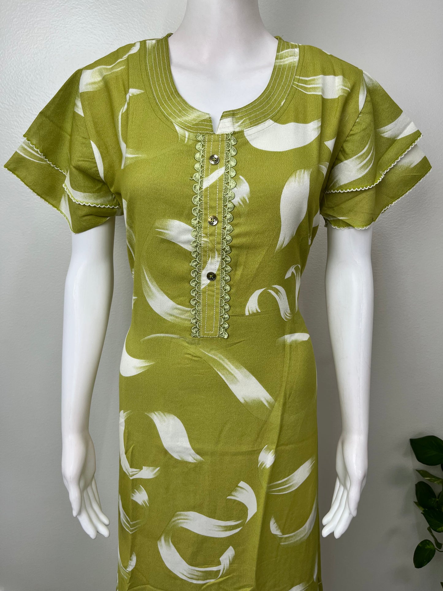Lime Green Alpine Fabric Nighty for Women