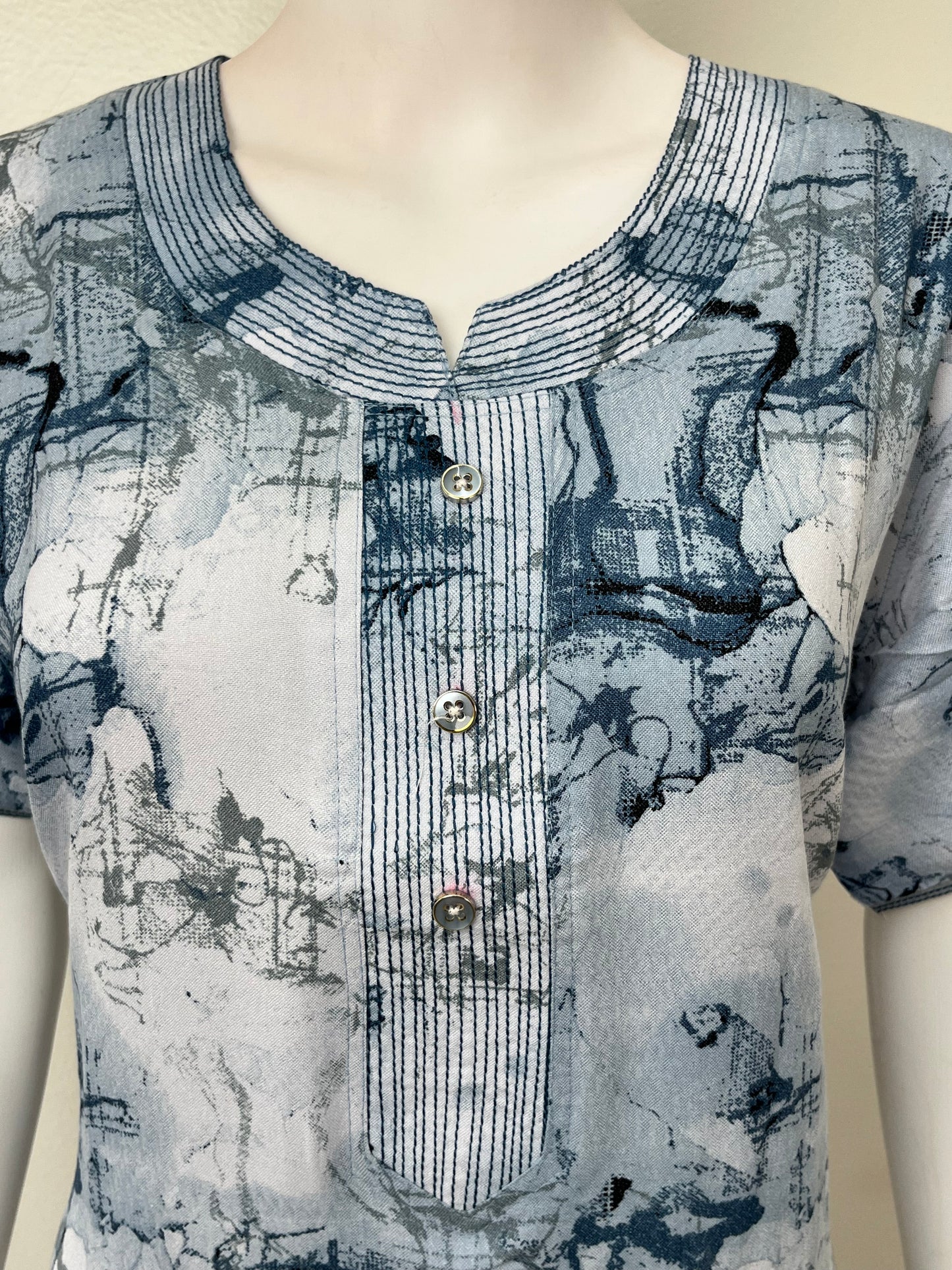 Sky Blue Geometric Printed Alpine Nightgown