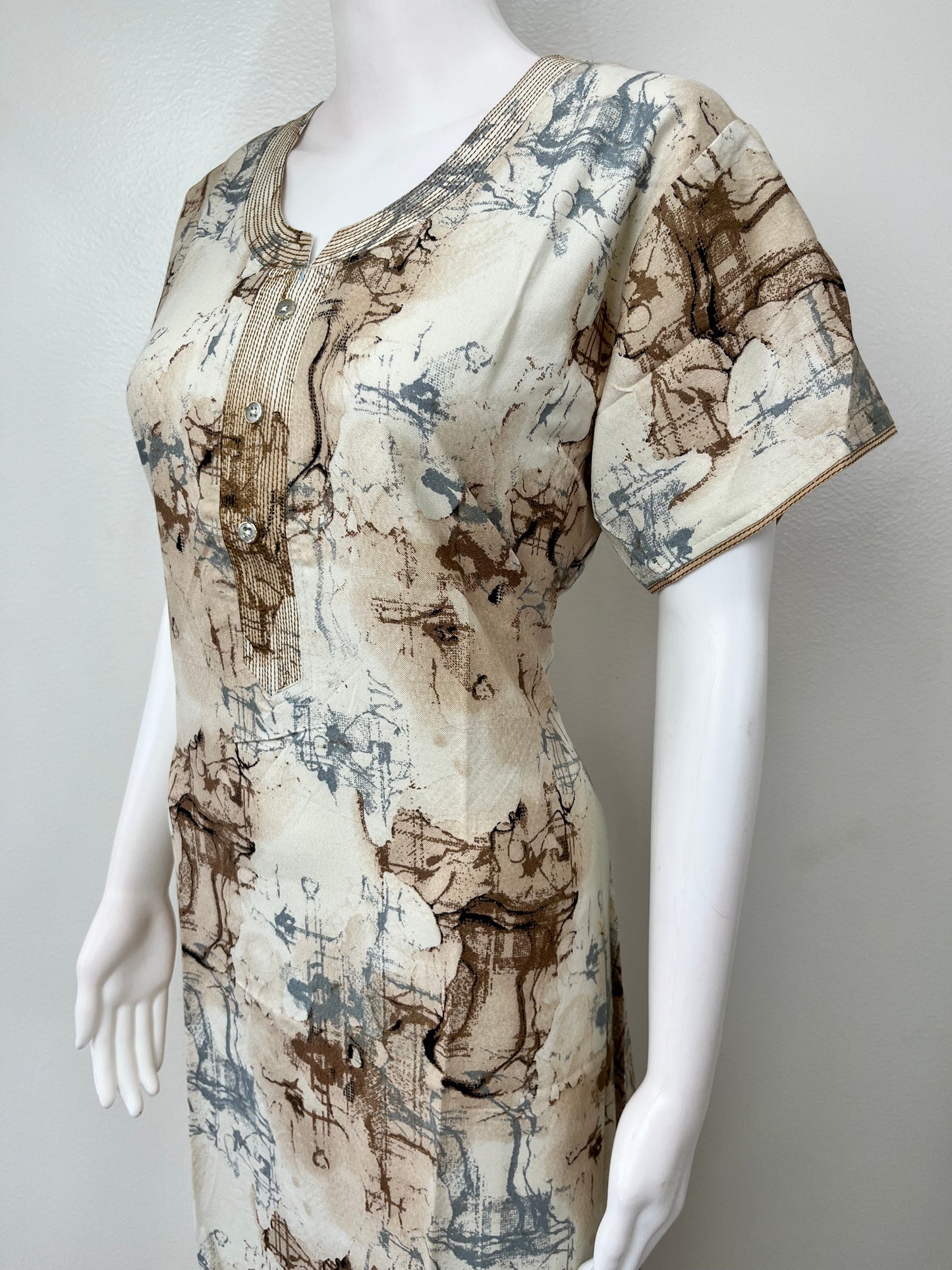 Cream Digital Print Alpine Fabric Nighty