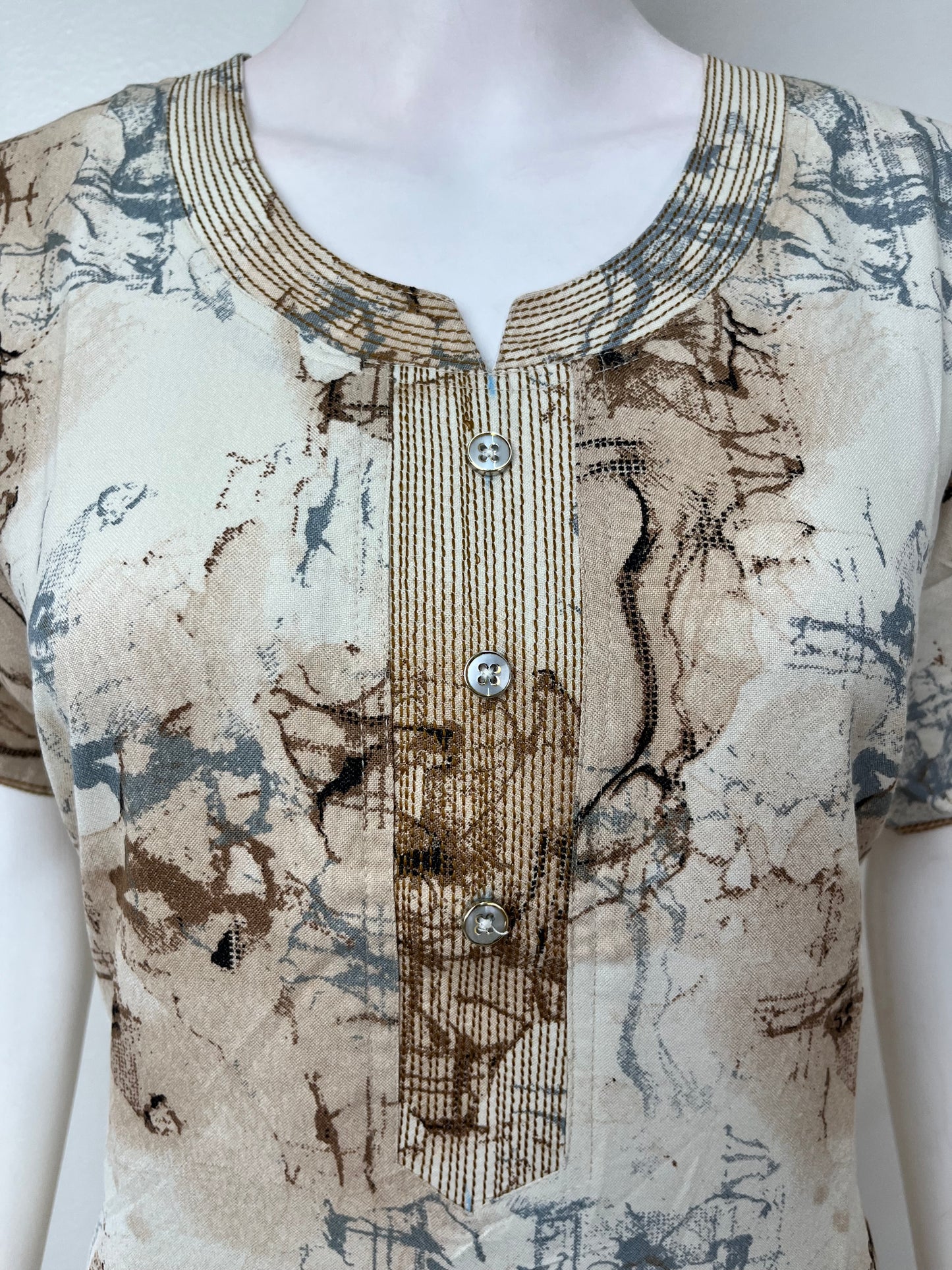 Cream Digital Print Alpine Fabric Nighty