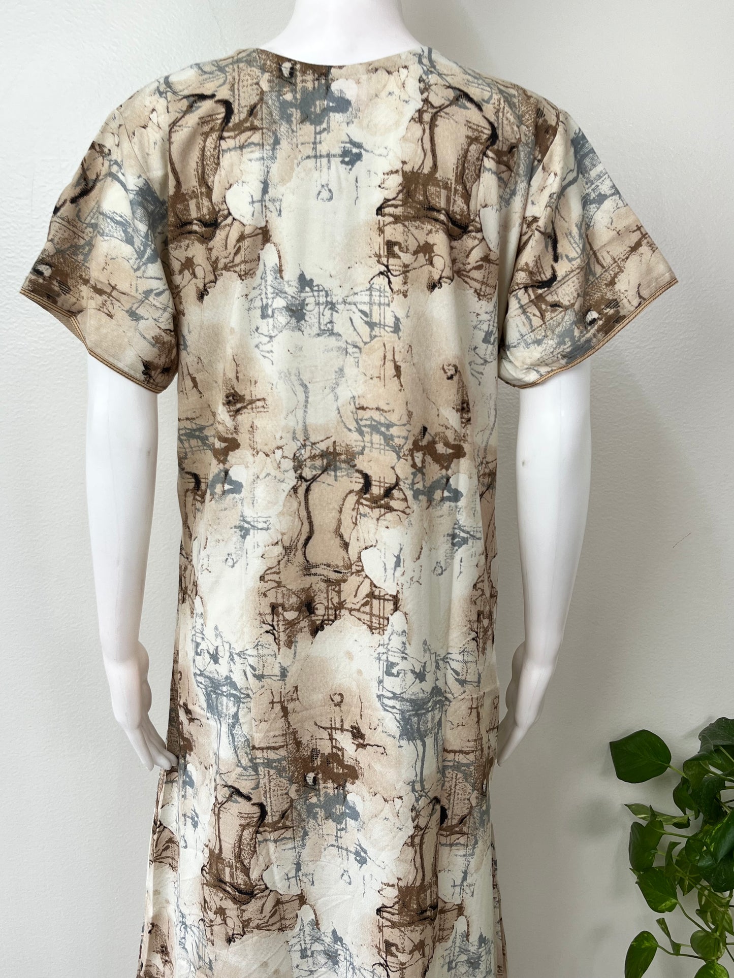 Cream Digital Print Alpine Fabric Nighty