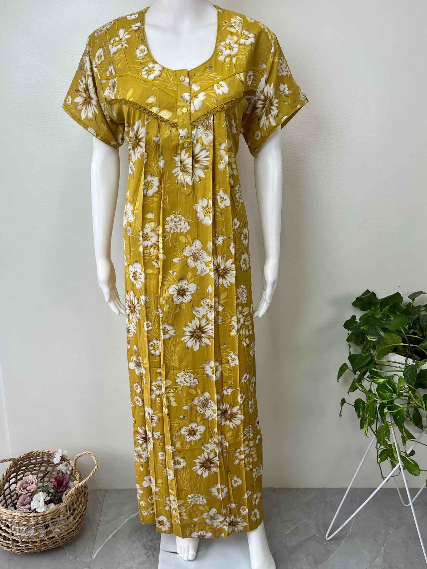 Yellow Soft & Breathable Alpine Nightgown Perfect for All Seasons