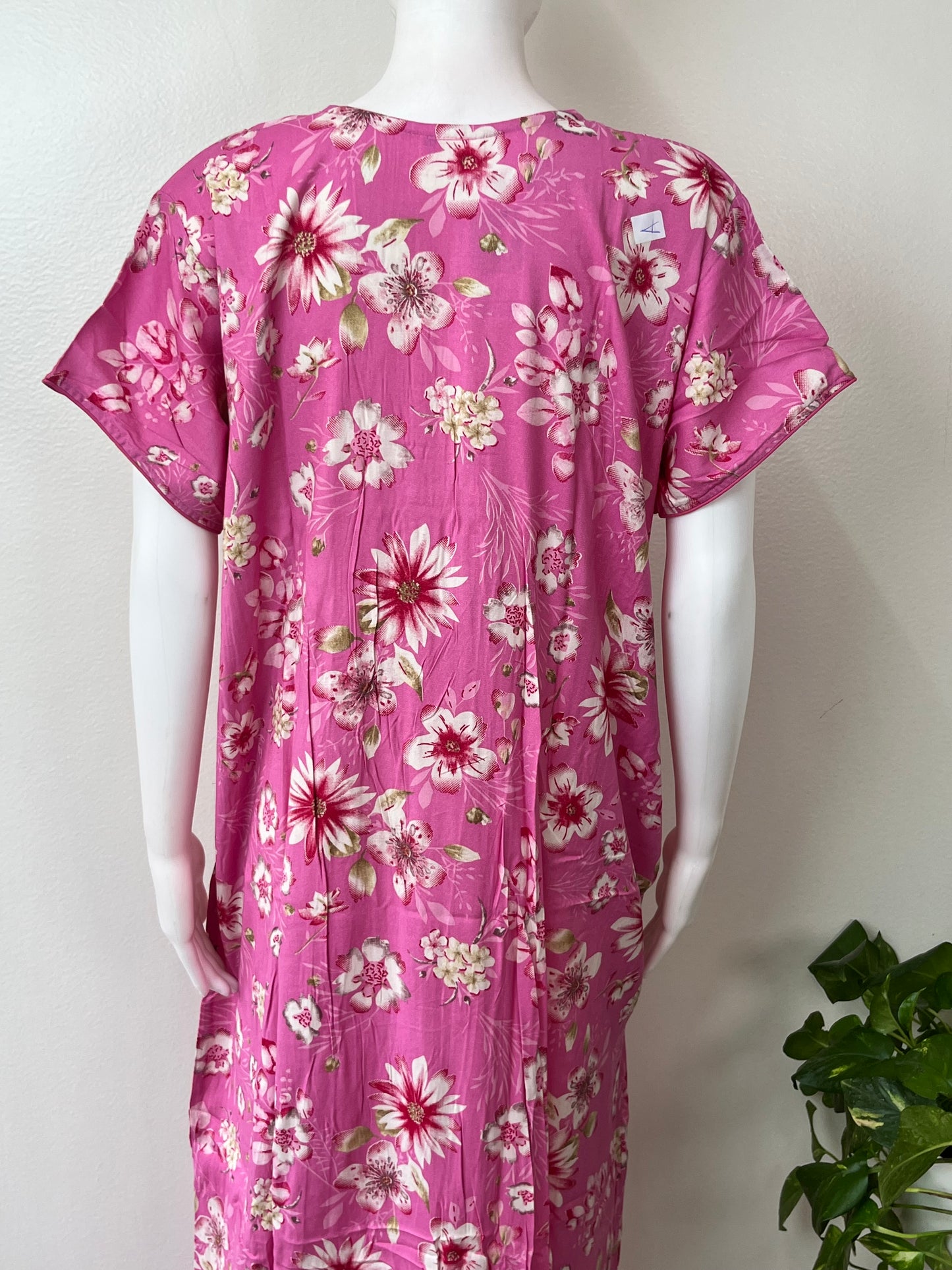 Hot Pink Floral Printed Alpine Fabric Nighty