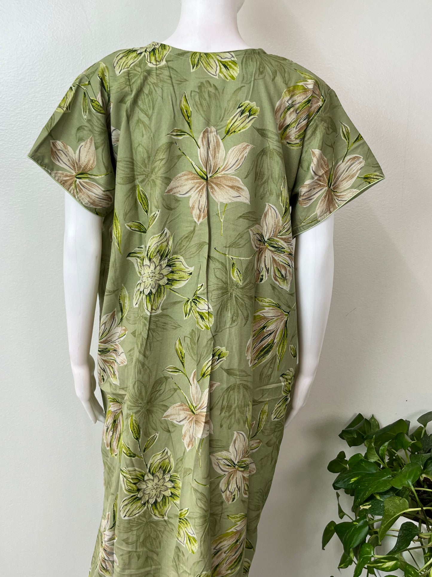 Green Pleated Alpine Nighty for Women