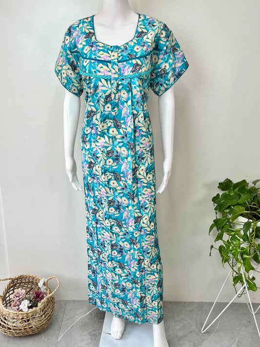Blue Printed Alpine Fabric Nightgown