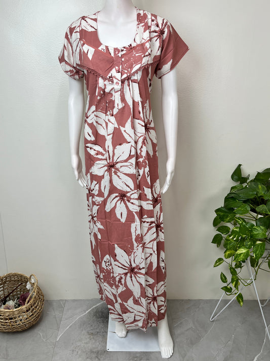 Floral Printed Alpine Fabric Women's Nighty