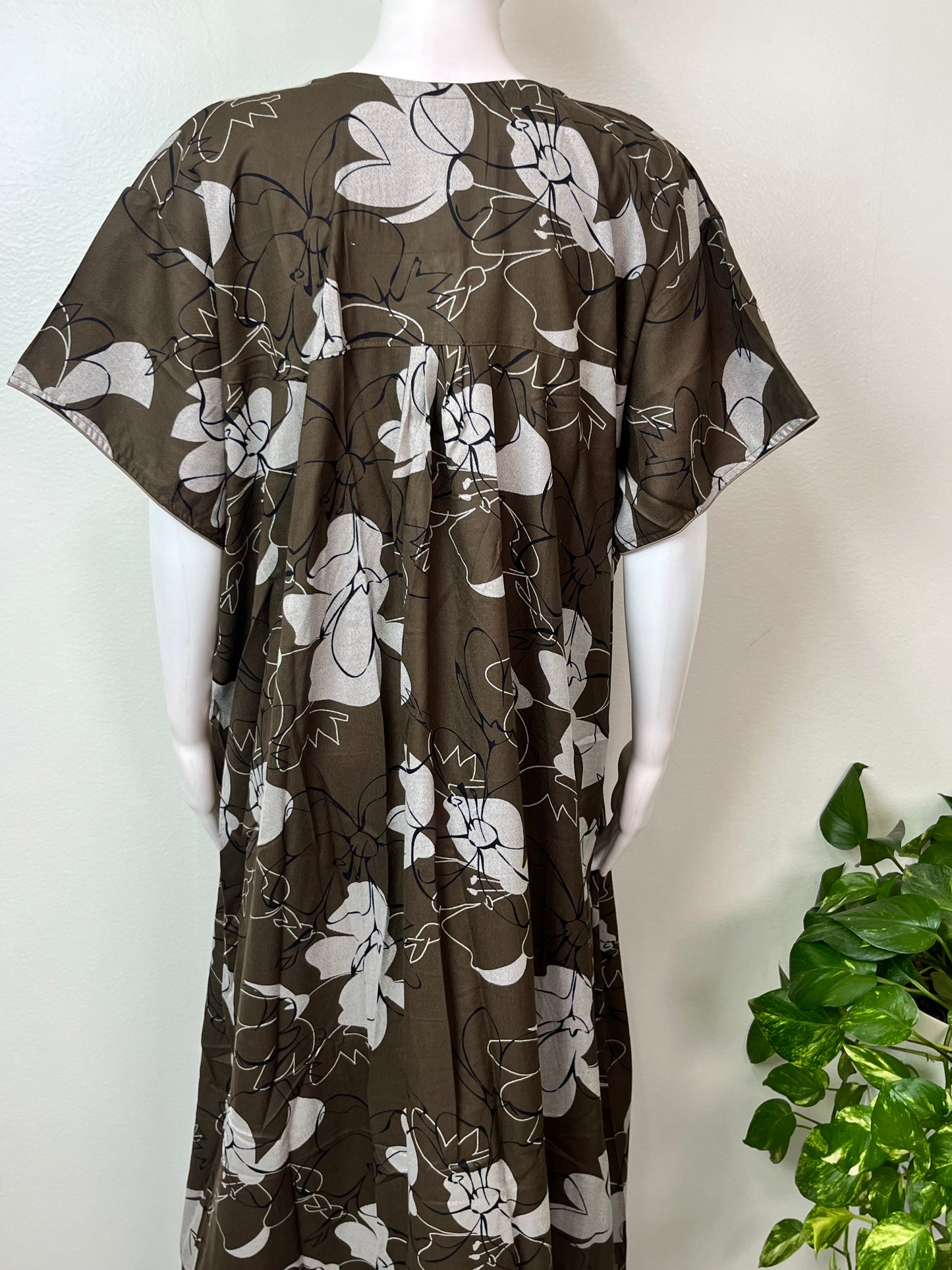 Grayish Brown Alpine Fabric Nighty Elegant & Long- Lasting