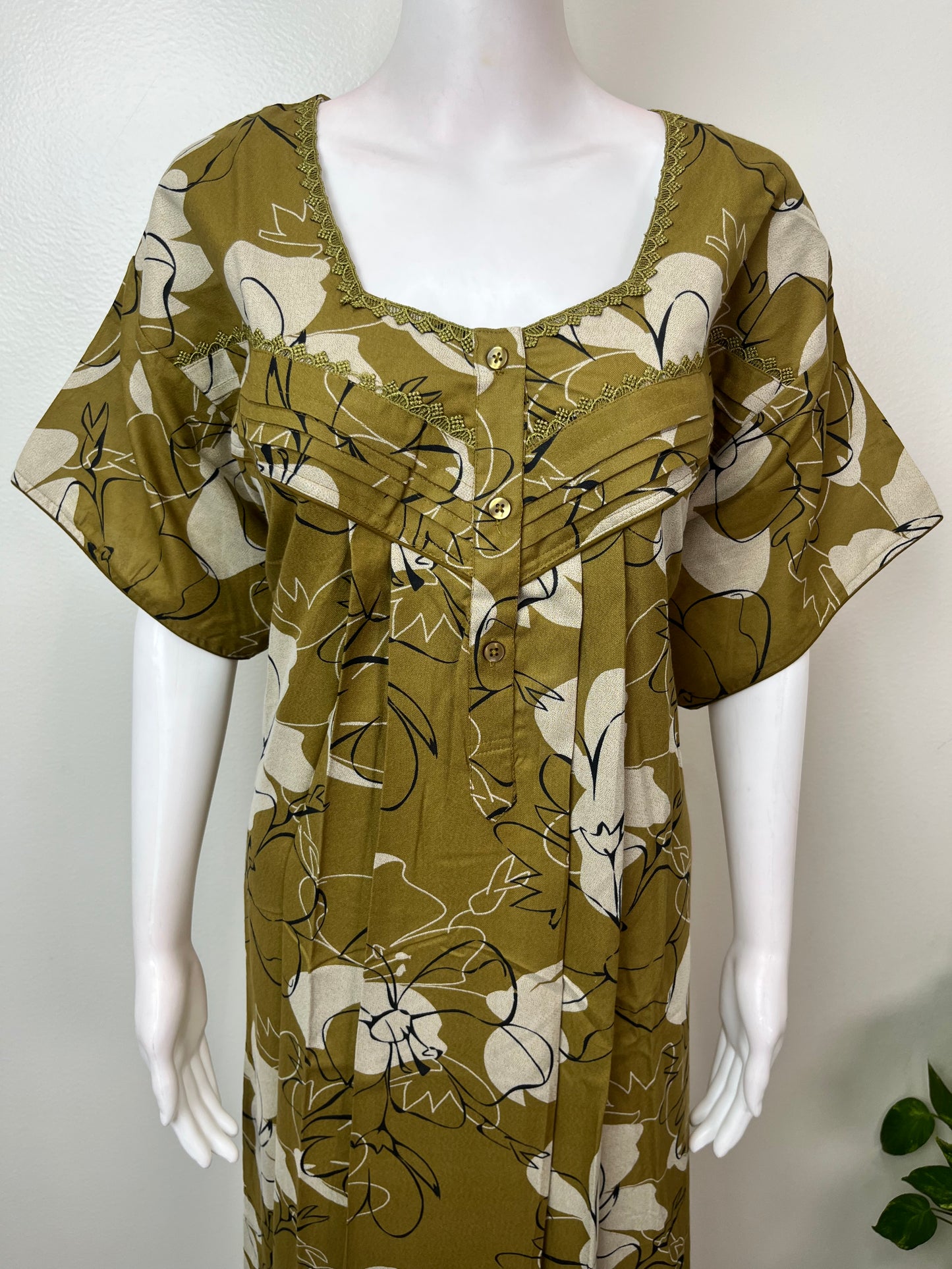 Olive Green Soft & Breathable Alpine Fabric Nightgown