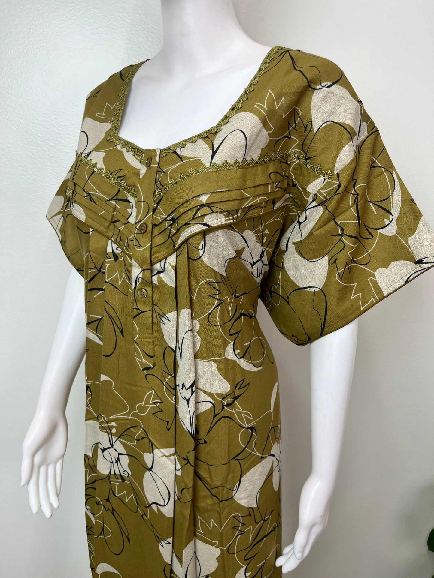 Olive Green Soft & Breathable Alpine Fabric Nightgown