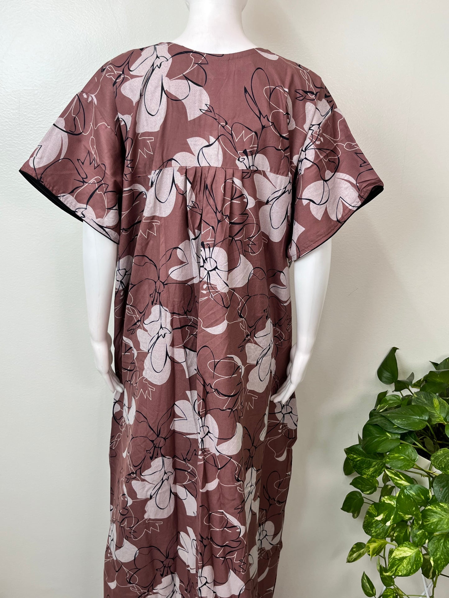 Brown Stone Printed Alpine Fabric Nightgown