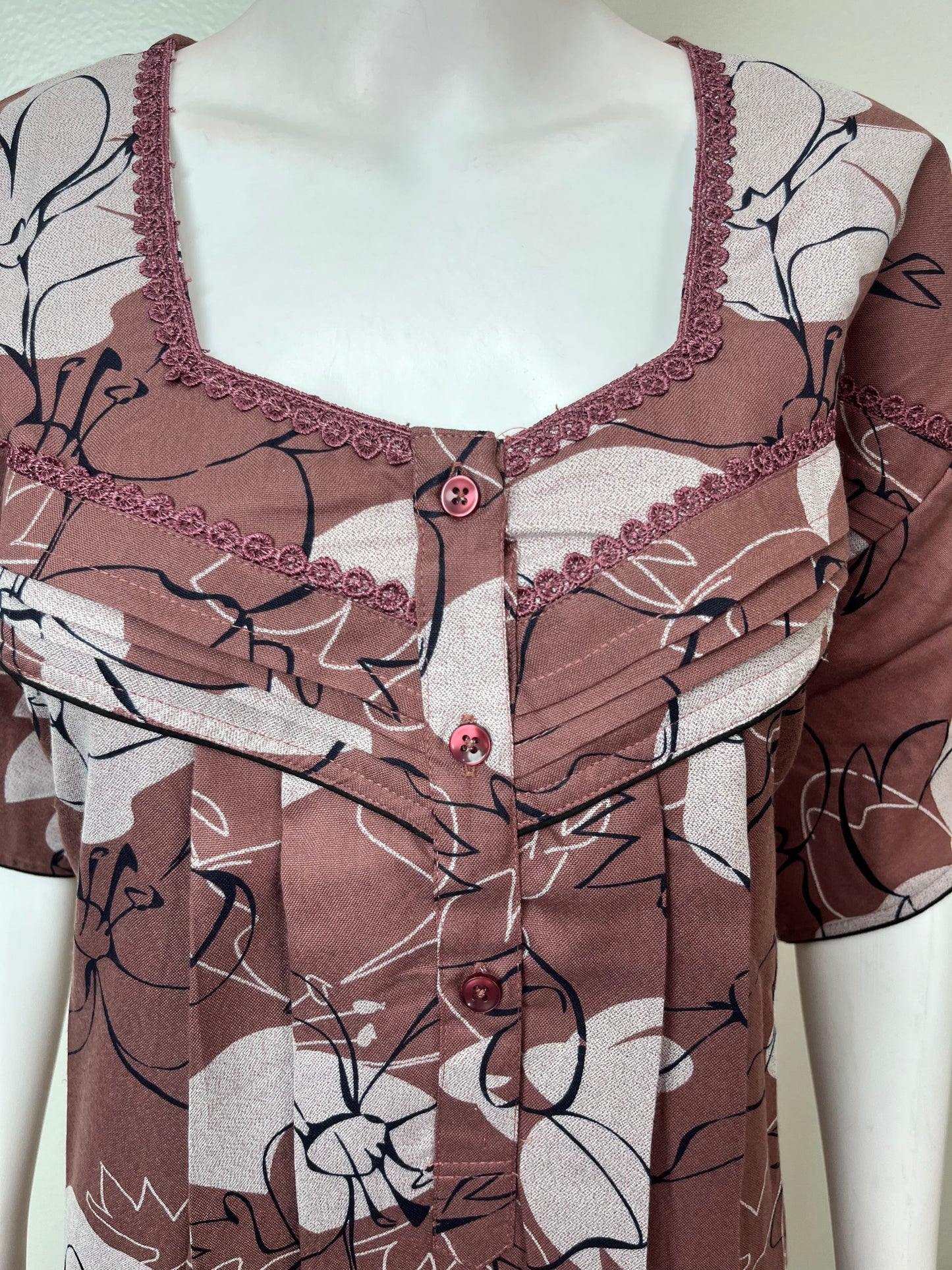 Brown Stone Printed Alpine Fabric Nightgown
