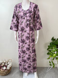 Pink 3/4th Sleeves Alpine Fabric Nightgown