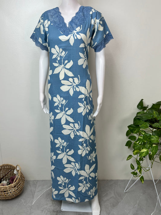 Blue Soft & Breathable Nighty Elegant & Long-Lastin