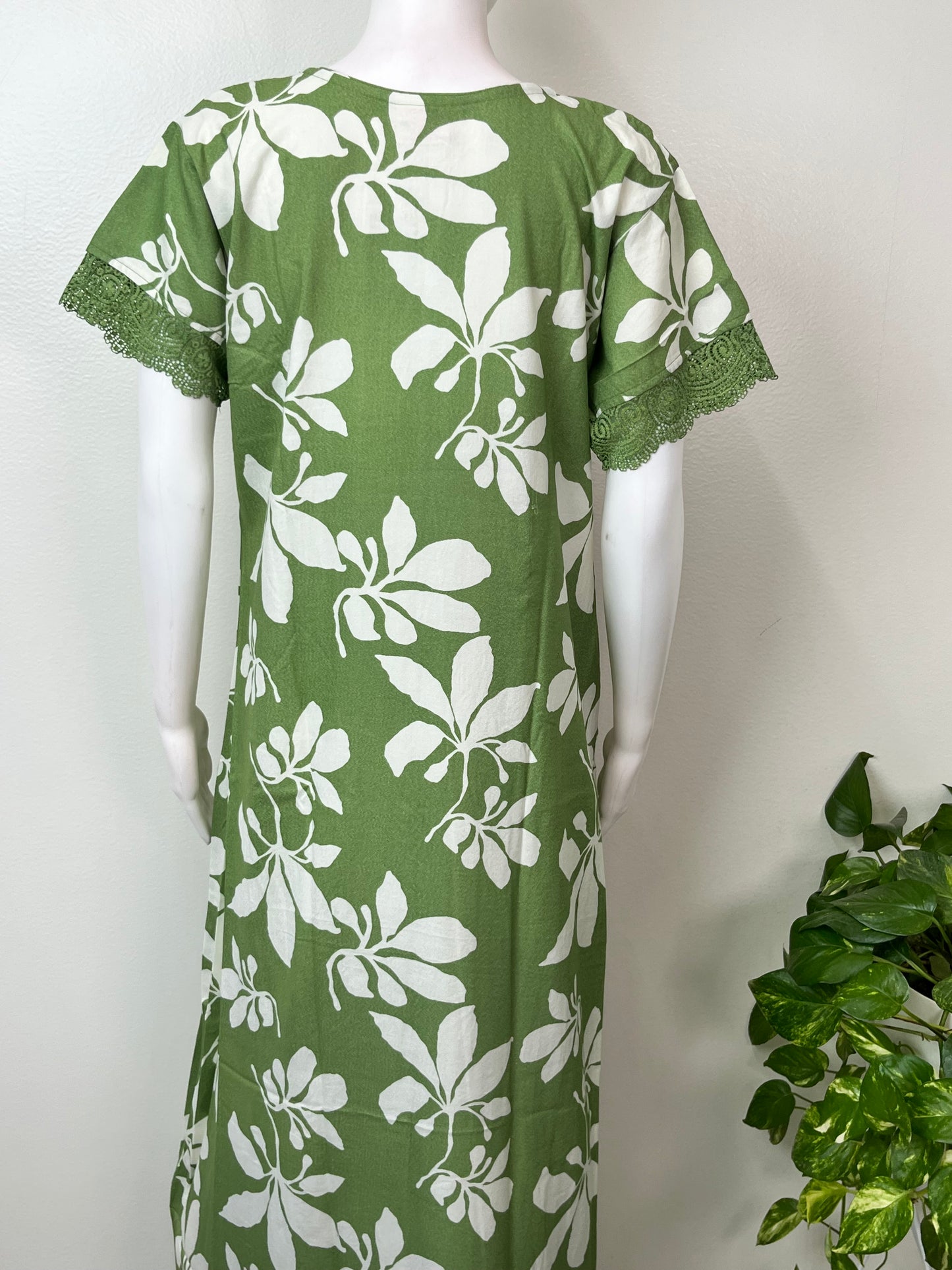 Green Floral Printed Alpine Nighty