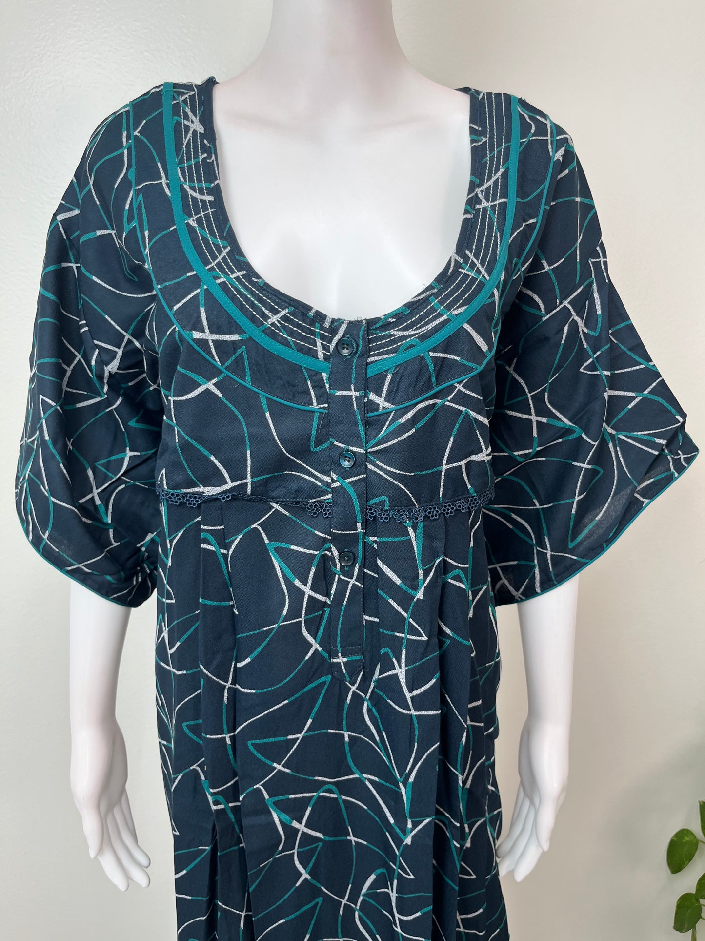Teal Digital Print Alpine Fabric Nightgown