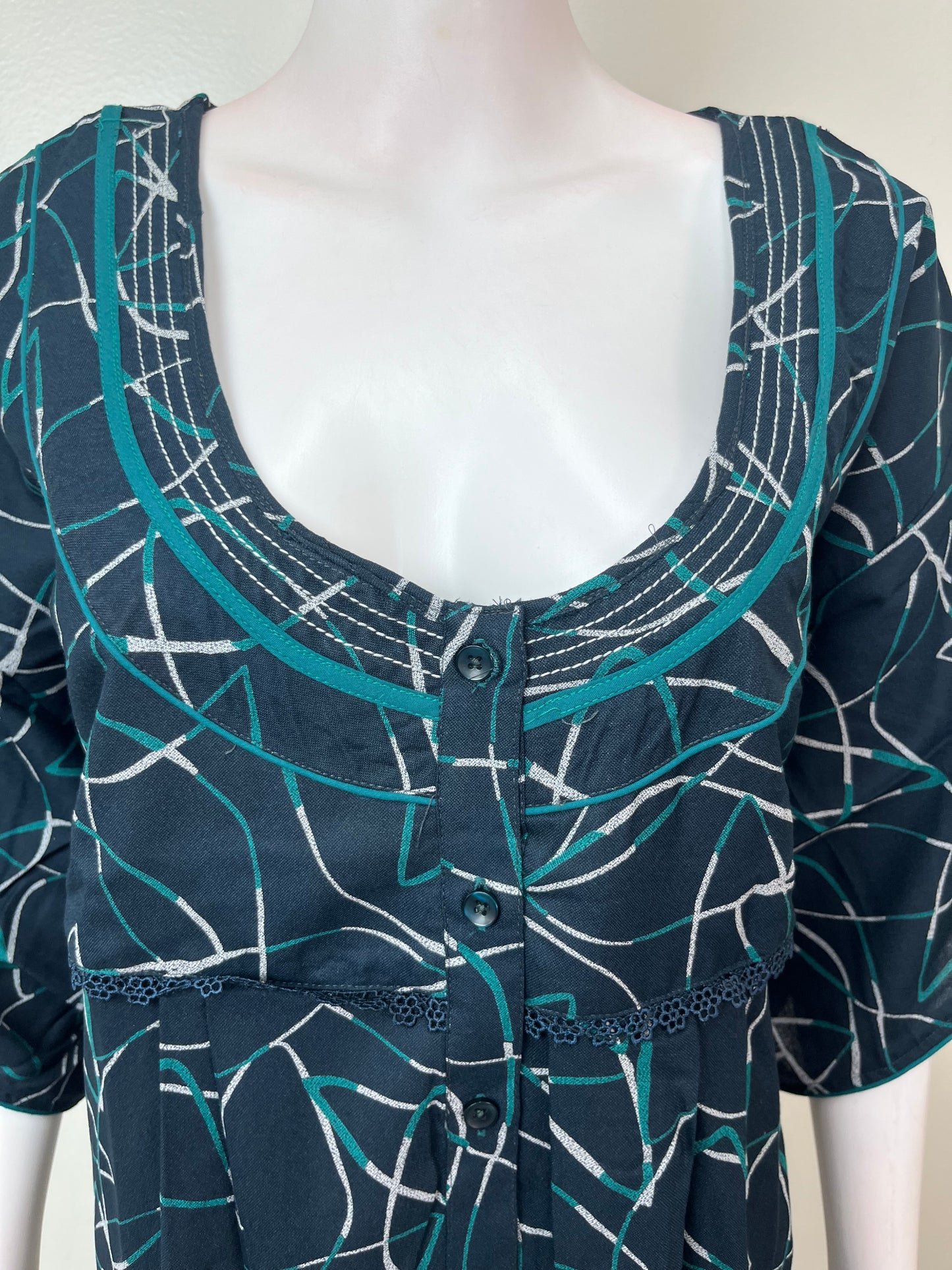 Teal Digital Print Alpine Fabric Nightgown